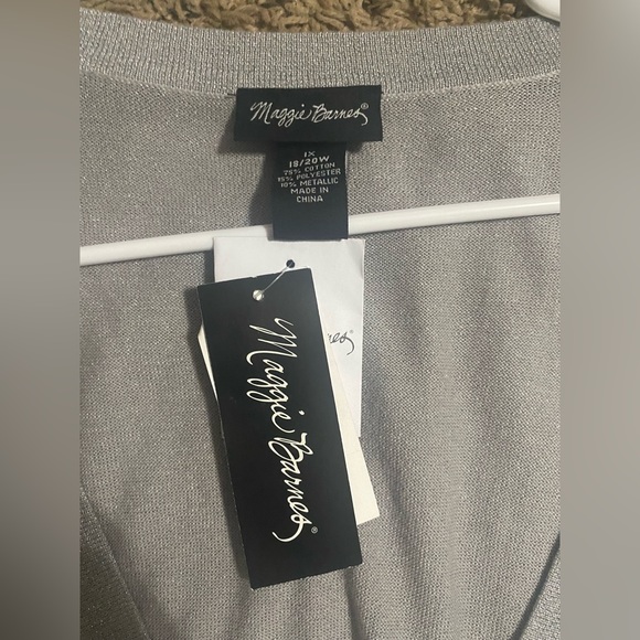 🌟Host Pick!⭐️NWT Maggie Barnes Sparkling Silver Cardigan Sweater. - Picture 3 of 9